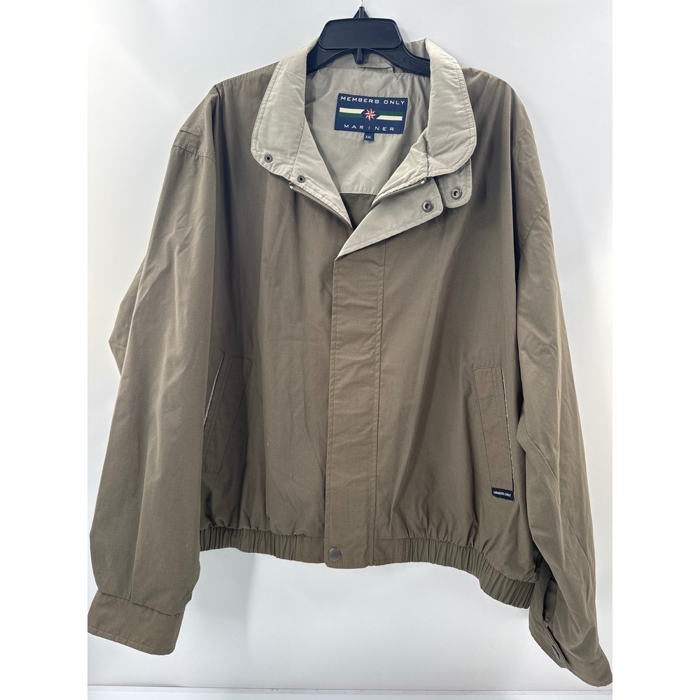 Members Only Mariner Jacket Mens XXL Olive Brown Full Zip Windbreaker RN 26879